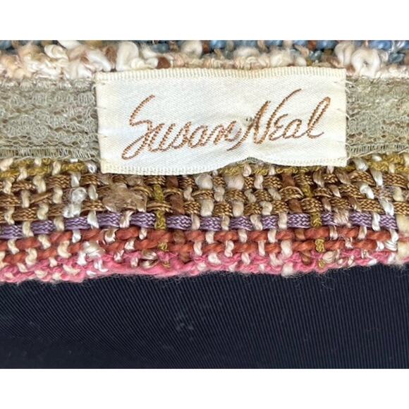 Susan Neal Sz S Pink/Tan Handwoven Stripe Funky Art-to-Wear Fiber Artist Dress - Picture 7 of 8